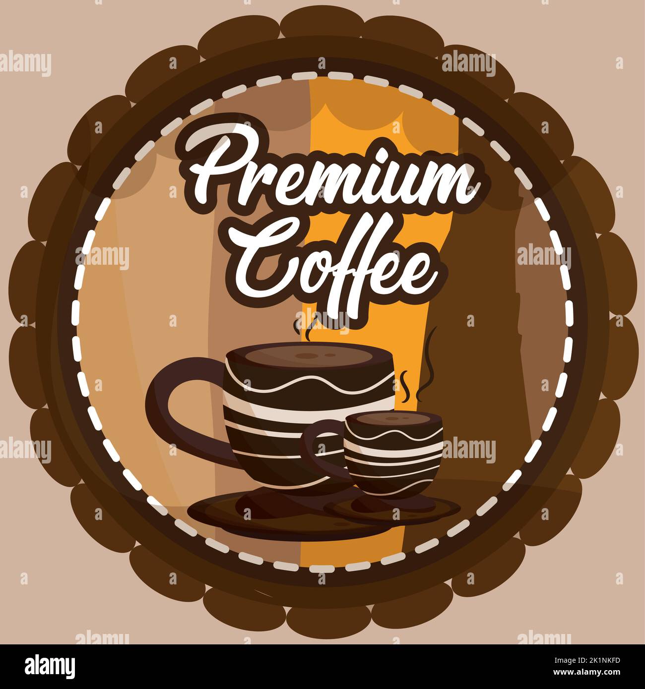 Colored premium coffee label with cup of coffees Vector Stock Vector