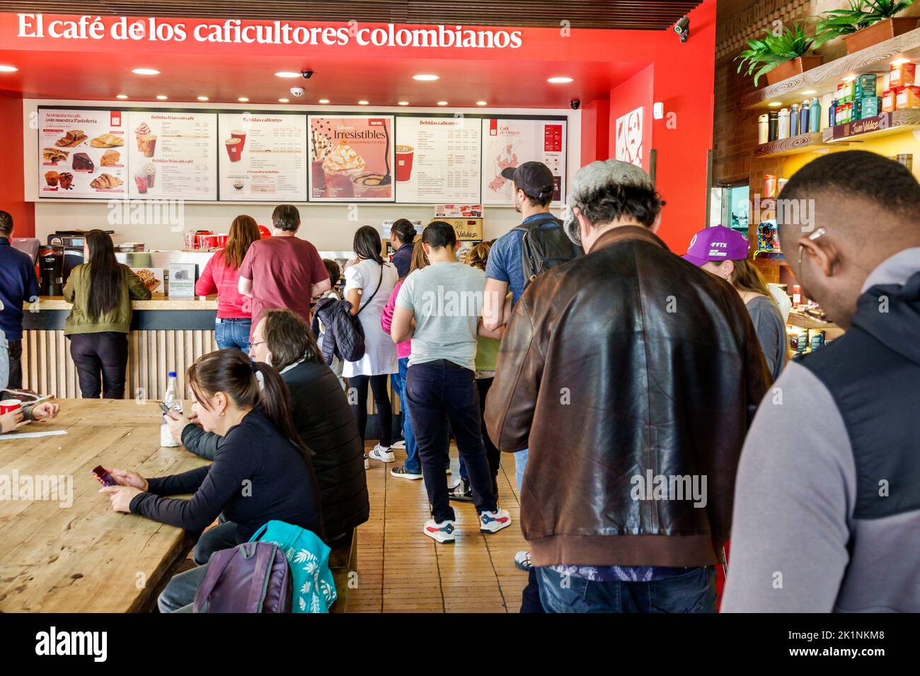 Bogota Colombia,La Candelaria Centro Historico central historic old city center centre Carrera 6,Juan Valdez restaurant restaurants dine dining eating Stock Photo