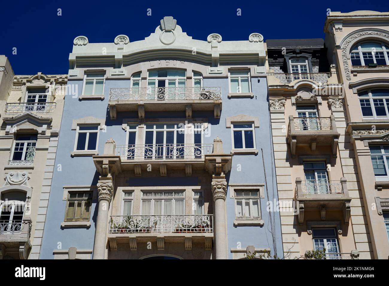 Lisbon, Portugal September 2022 Beautiful Lisbon apartments facades, with old windows and