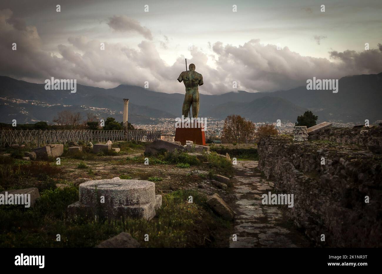 Large Statue at Pompeii a UNESCO World Heritage Site, Italy Stock Photo