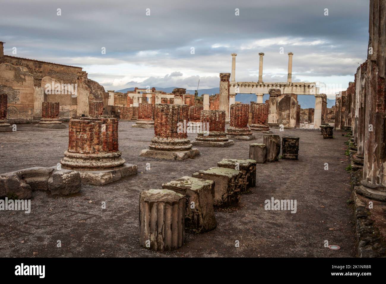 Pompeii Forum , The Main Square of the Ancient City Pompeii, ITALY Stock Photo