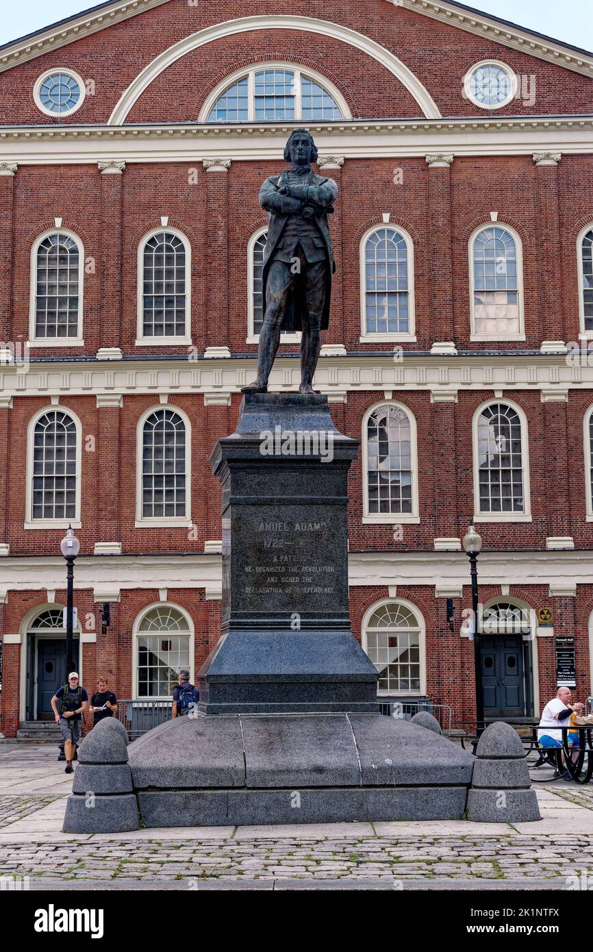 Statue of Samuel Adams at Faneuil Hall Stock Photo