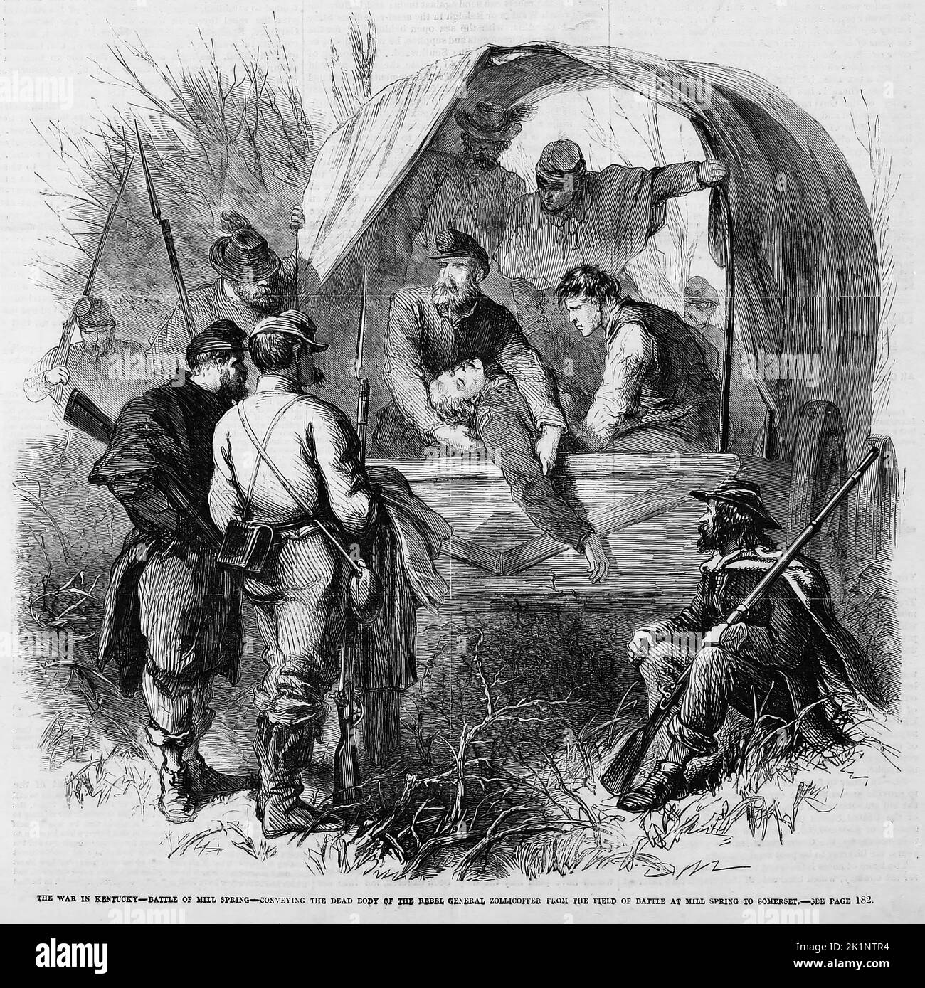 The War in Kentucky Battle of Mill Springs Conveying the dead body of the Rebel General