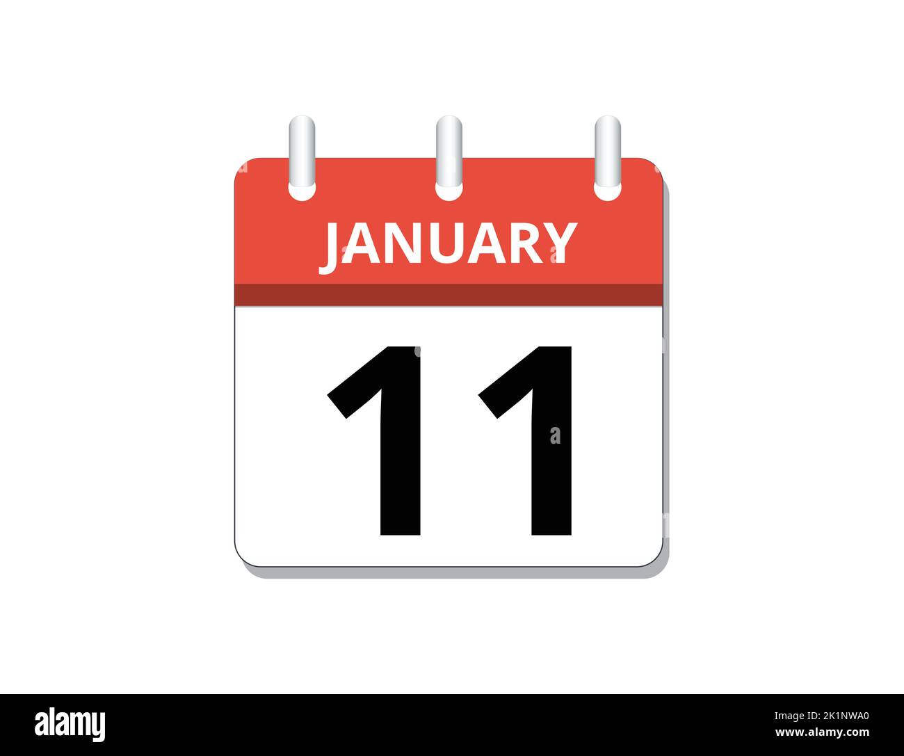January, 11th calendar icon vector, concept of schedule, business and tasks Stock Vector