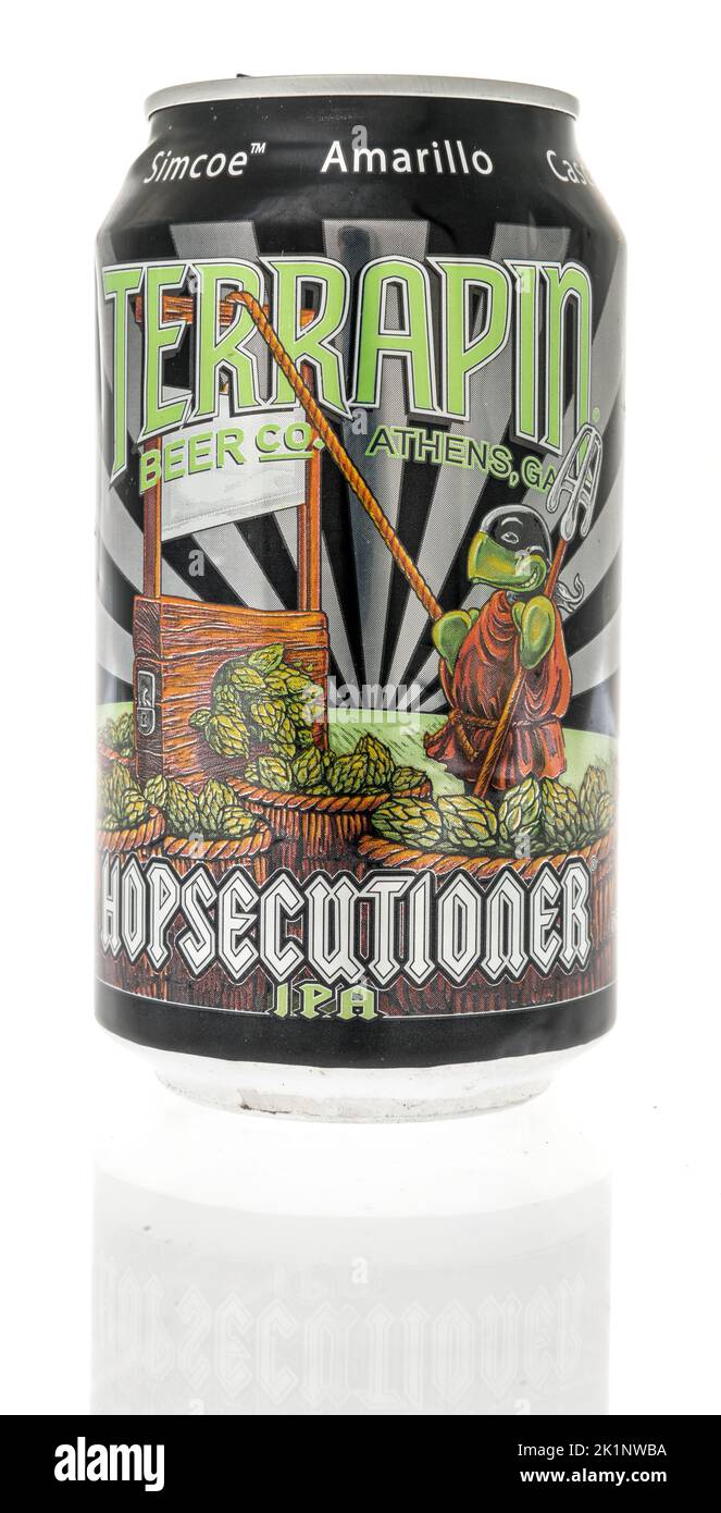 Winneconne, WI - 6 September 2022: A can of Terrapin hopsecutioner IPA beer on an isolated background. Stock Photo
