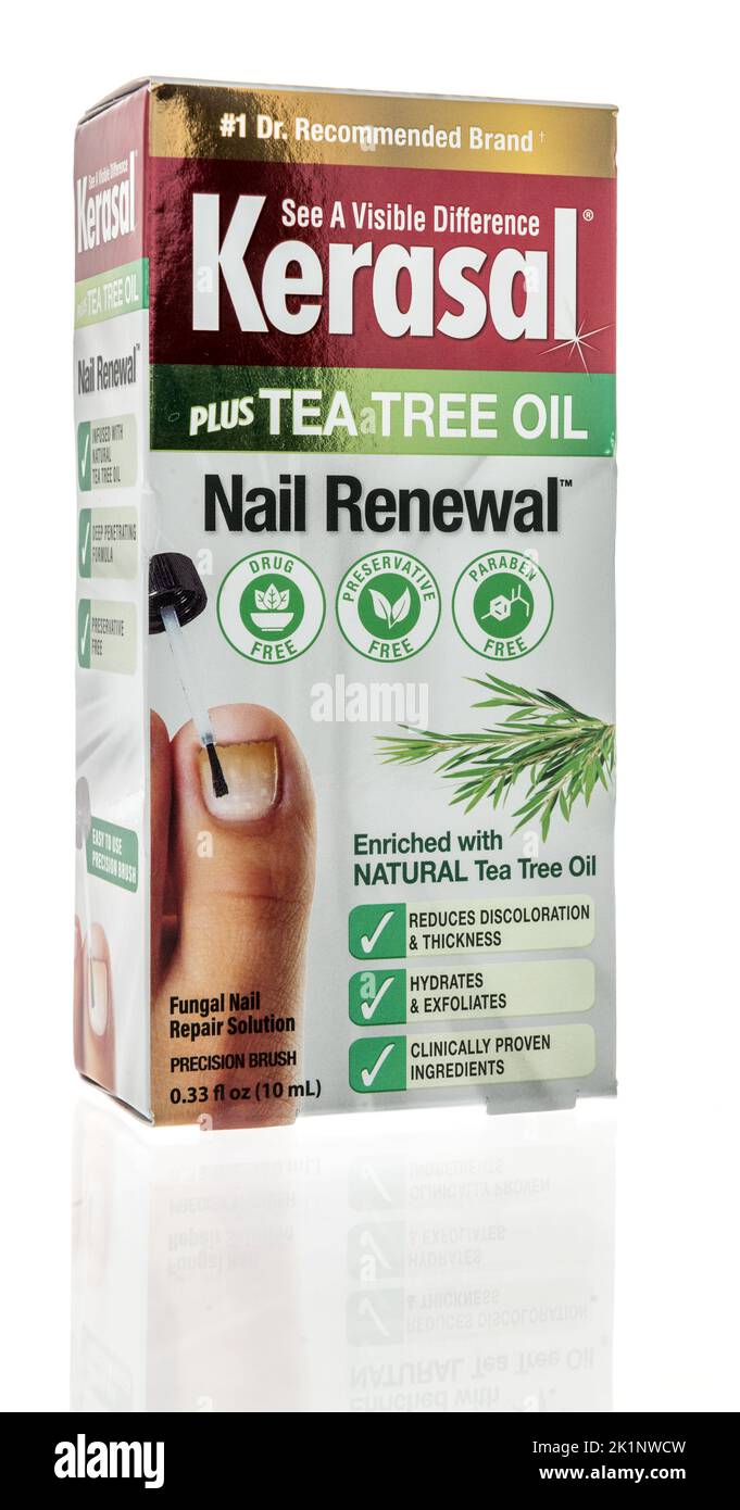 Winneconne, WI - 19 September 2022: A package of Kerasal tea tree oil nail renewal on an isolated background. Stock Photo