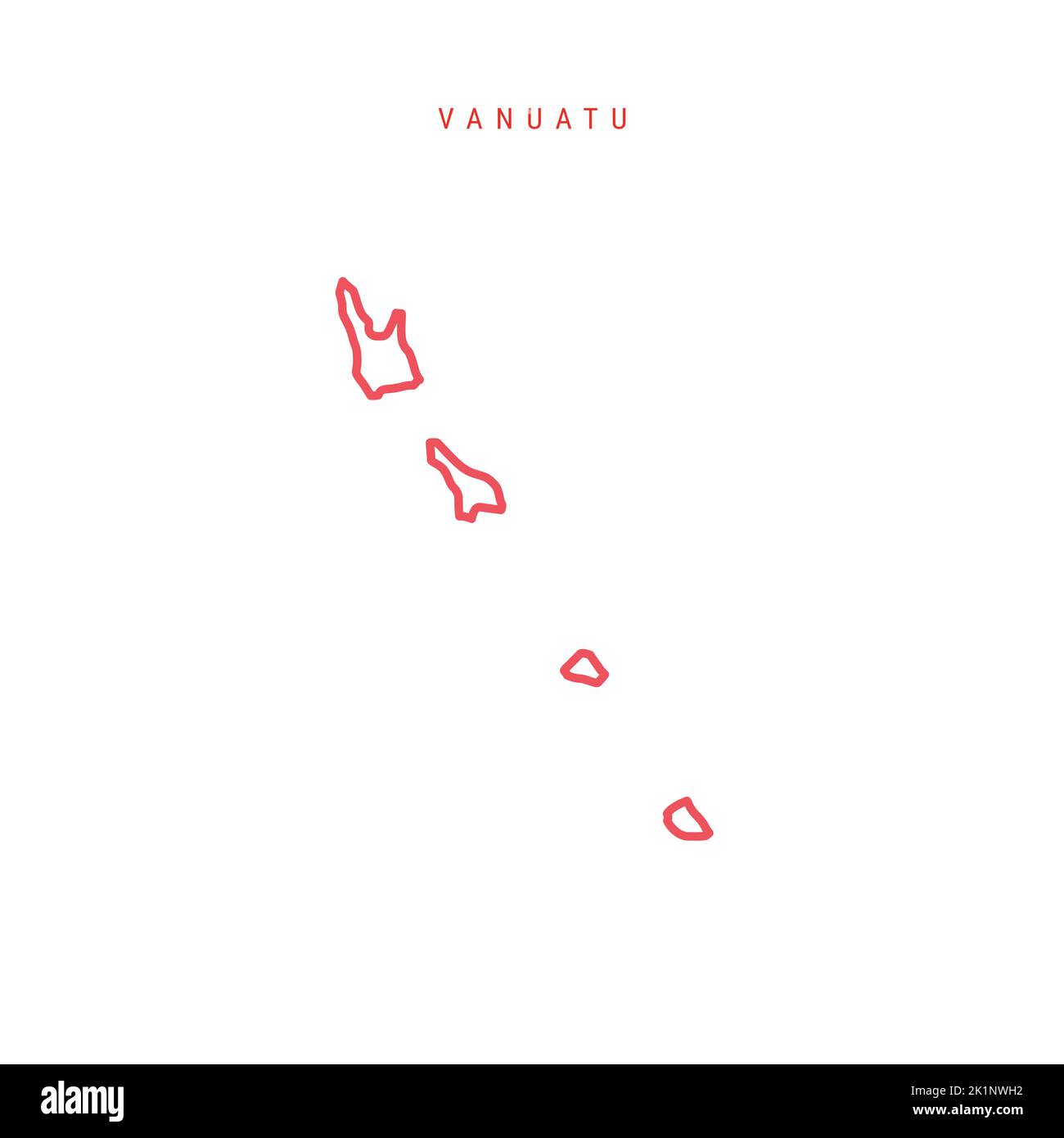Vanuatu editable outline map. Vanuatuan red border. Country name. Adjust line weight. Change to any color. Vector illustration. Stock Vector