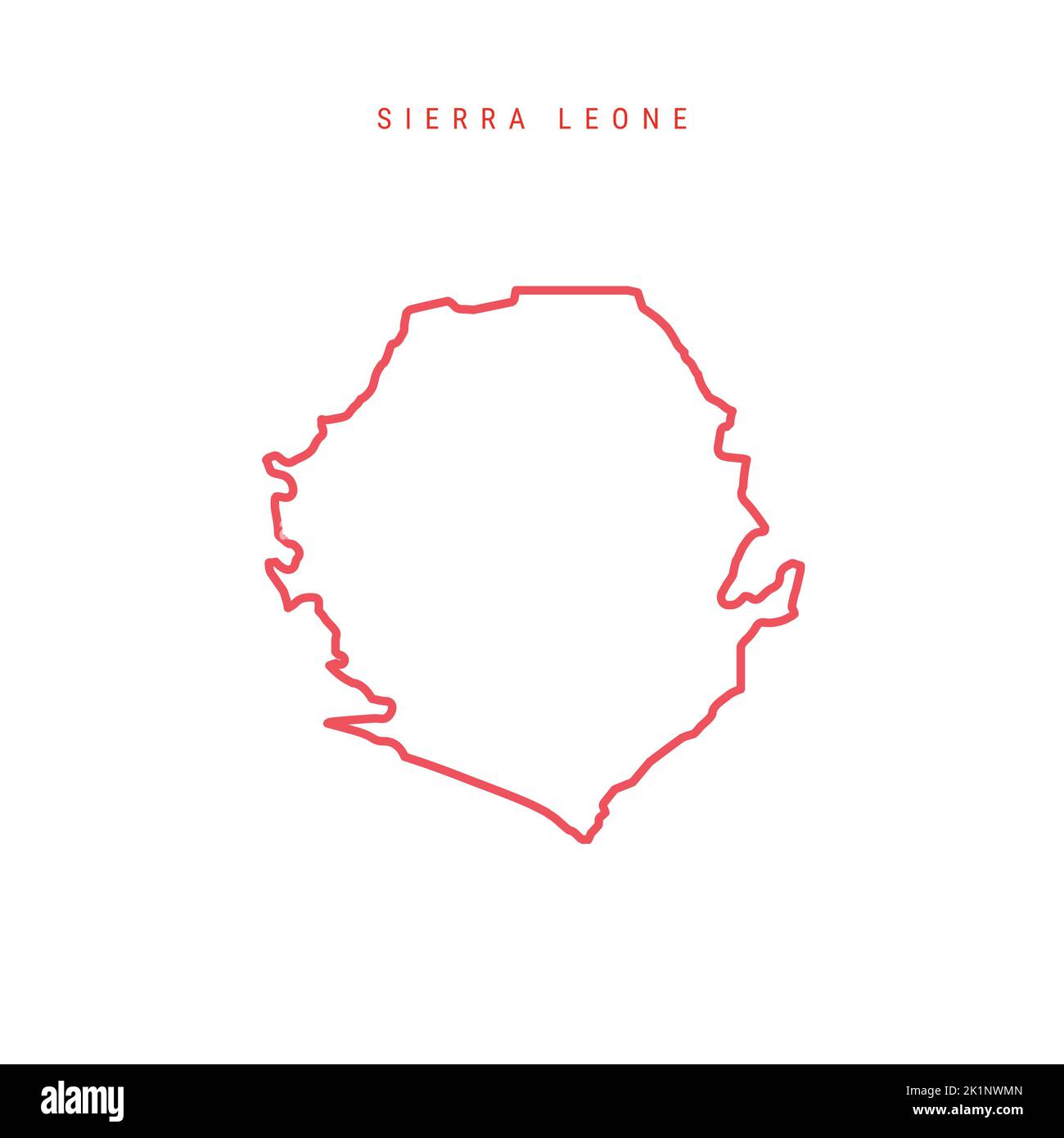 Sierra Leone editable outline map. Salone red border. Country name. Adjust line weight. Change to any color. Vector illustration. Stock Vector