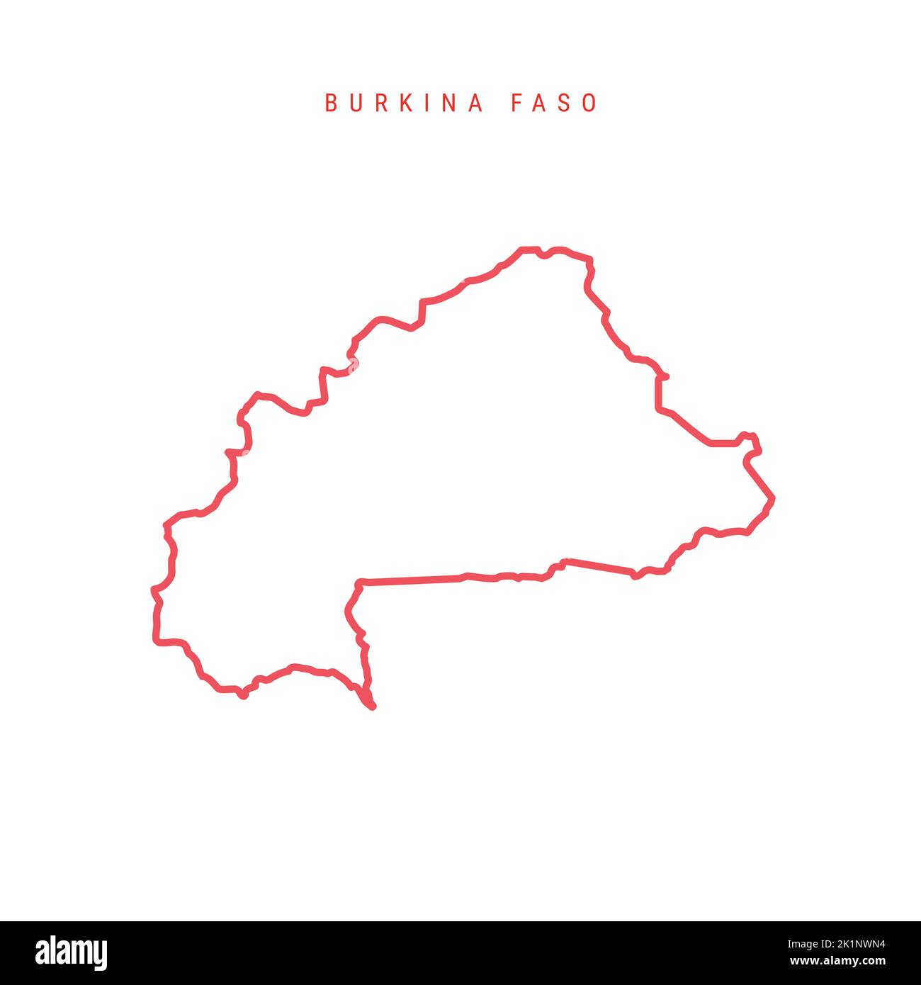 Burkina Faso editable outline map. Upper Volta red border. Country name. Adjust line weight. Change to any color. Vector illustration. Stock Vector