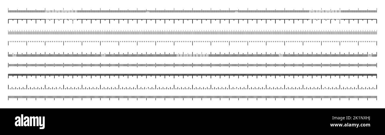 Various measurement scales with divisions. Realistic long scale for ...