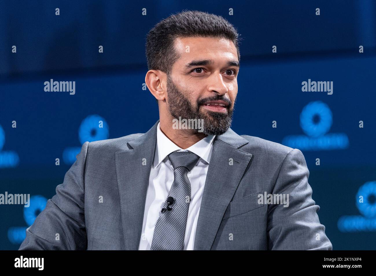 New York, New York, USA. 19th Sep, 2022. His Excellency Secretary General of the Supreme Committee for Delivery and Legacy Hassan Al THawadi in conversation with Reshmin Chowdhury at Concordia Summit at Sheraton Times Square (Credit Image: © Lev Radin/Pacific Press via ZUMA Press Wire) Credit: ZUMA Press, Inc./Alamy Live News Stock Photo