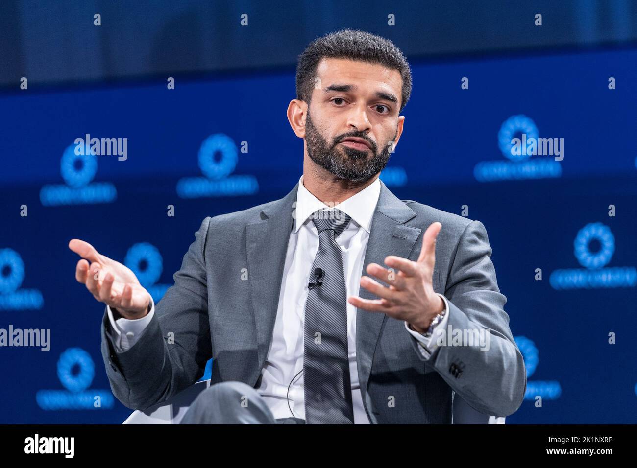 New York, New York, USA. 19th Sep, 2022. His Excellency Secretary General of the Supreme Committee for Delivery and Legacy Hassan Al THawadi in conversation with Reshmin Chowdhury at Concordia Summit at Sheraton Times Square (Credit Image: © Lev Radin/Pacific Press via ZUMA Press Wire) Credit: ZUMA Press, Inc./Alamy Live News Stock Photo