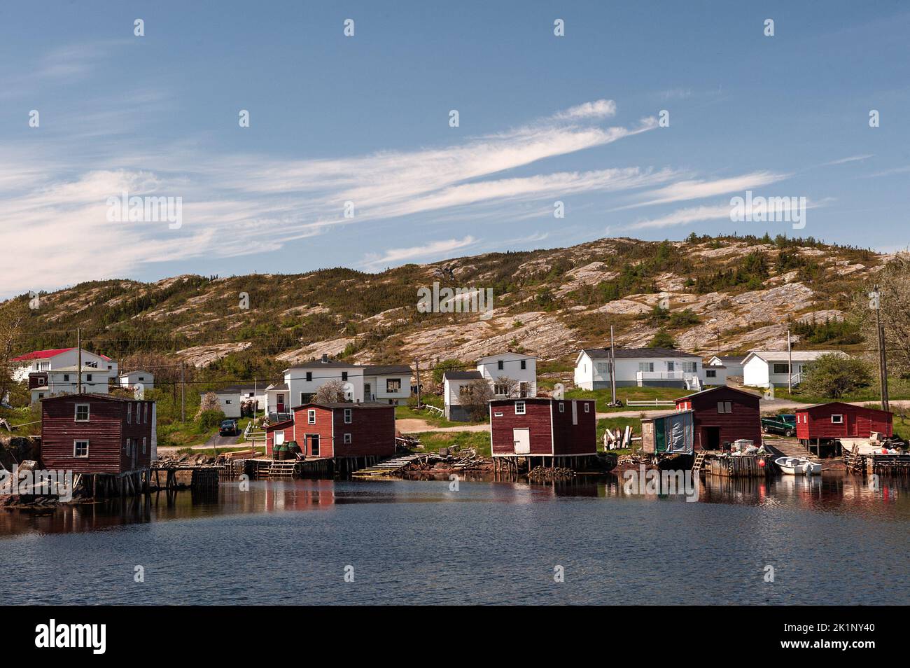 Typical outport community along the east coast of Newfoundland Stock Photo