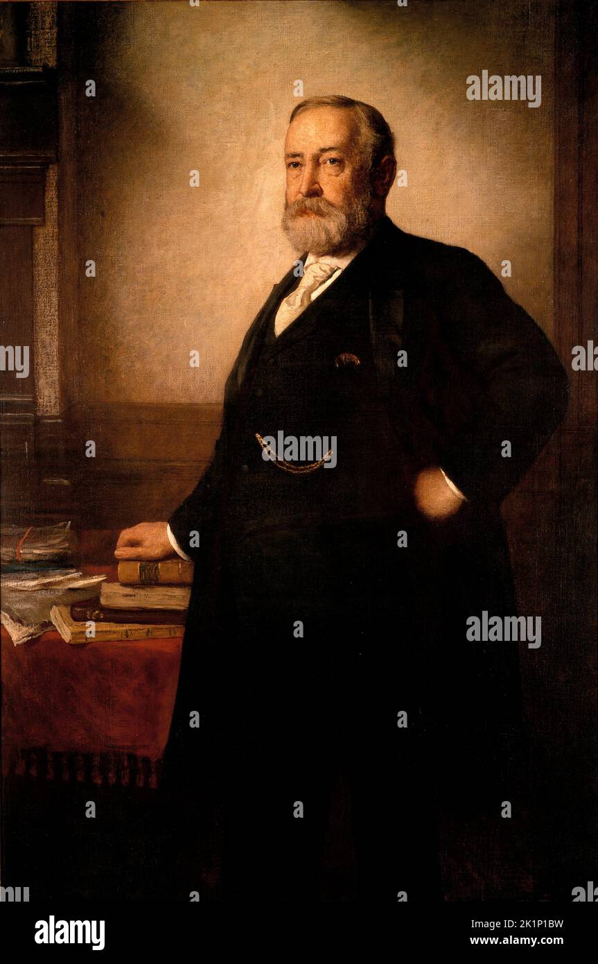 Official White House portrait of Benjamin Harrison, painted by Eastman Johnson. Stock Photo