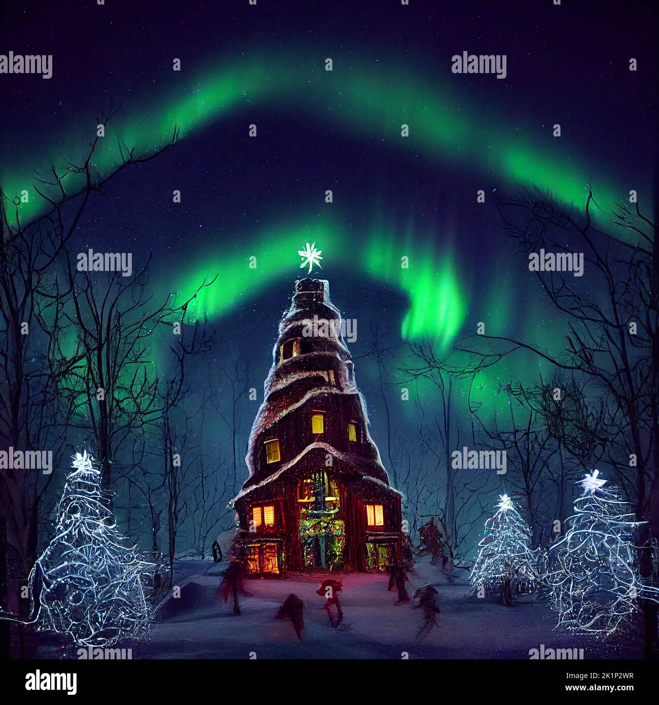 Santa Tree House Santa's House has a beautiful Christmas tree which can be seen at its ...