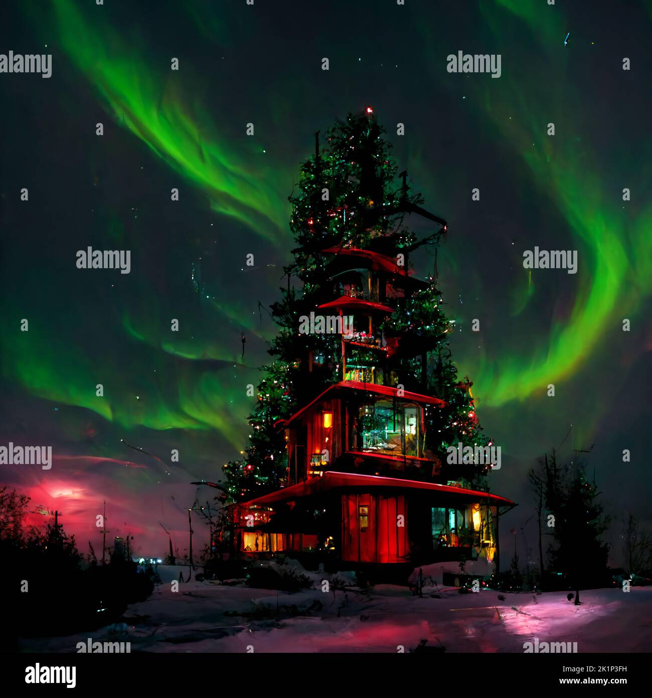 Santa Tree House Santa's House has a beautiful Christmas tree which can be seen at its ...