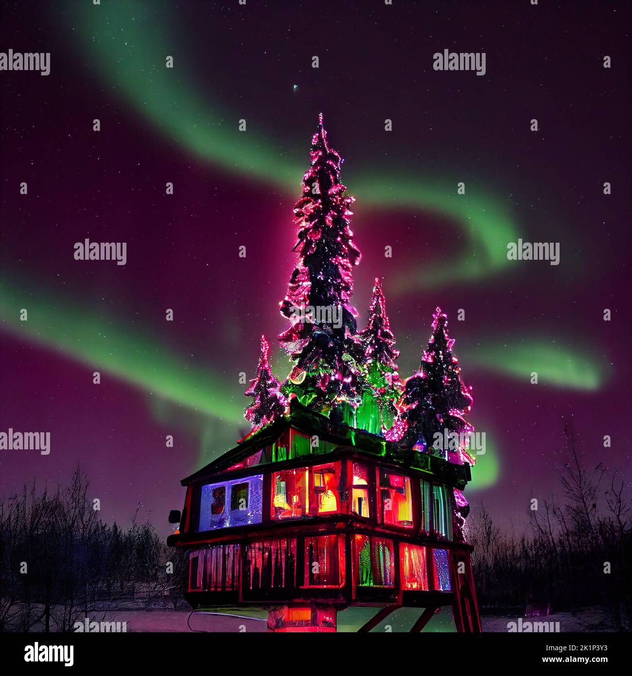 Santa Tree House Santa's House has a beautiful Christmas tree which can be seen at its ...