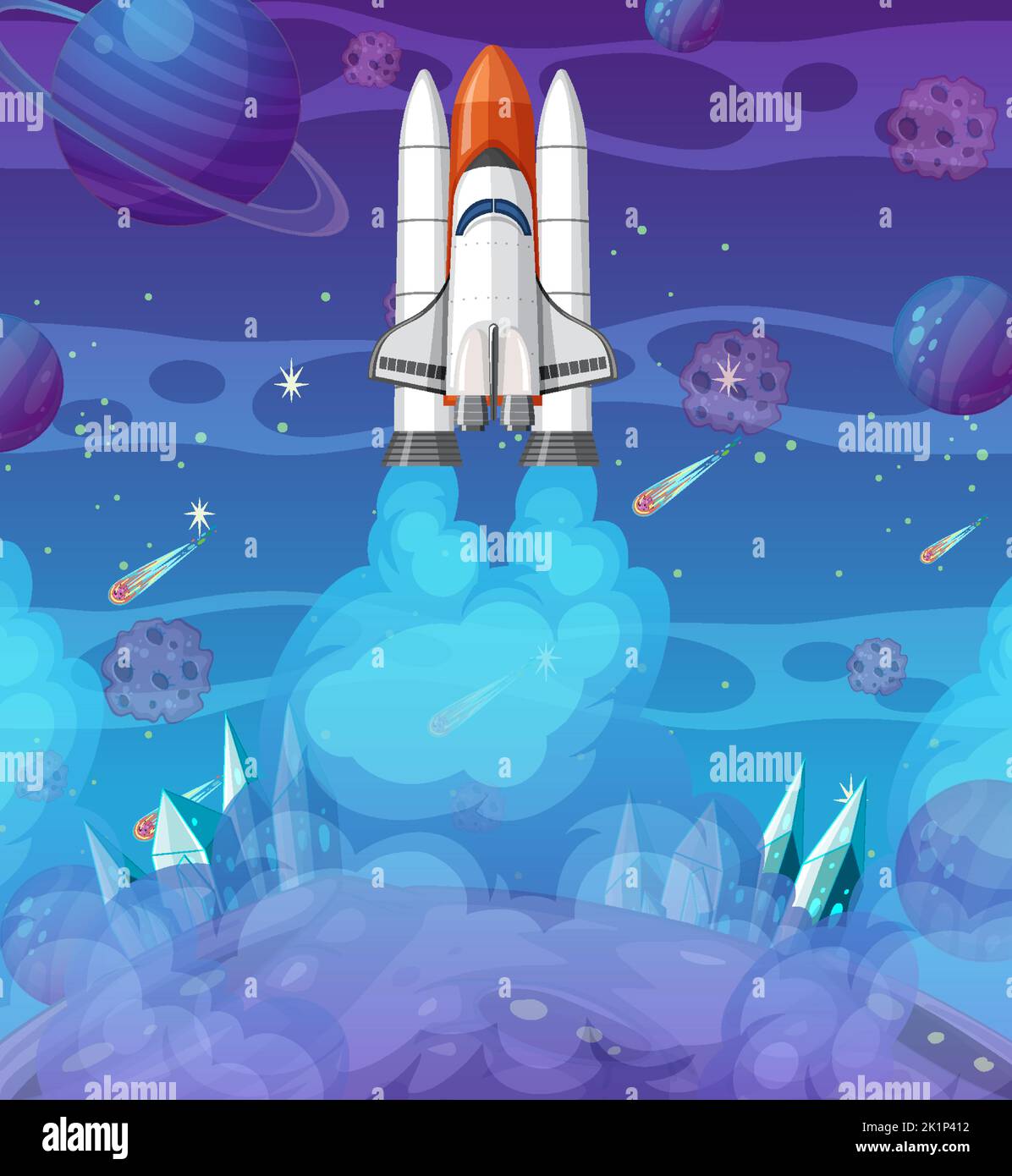 Spacecraft in galaxy background illustration Stock Vector Image & Art ...