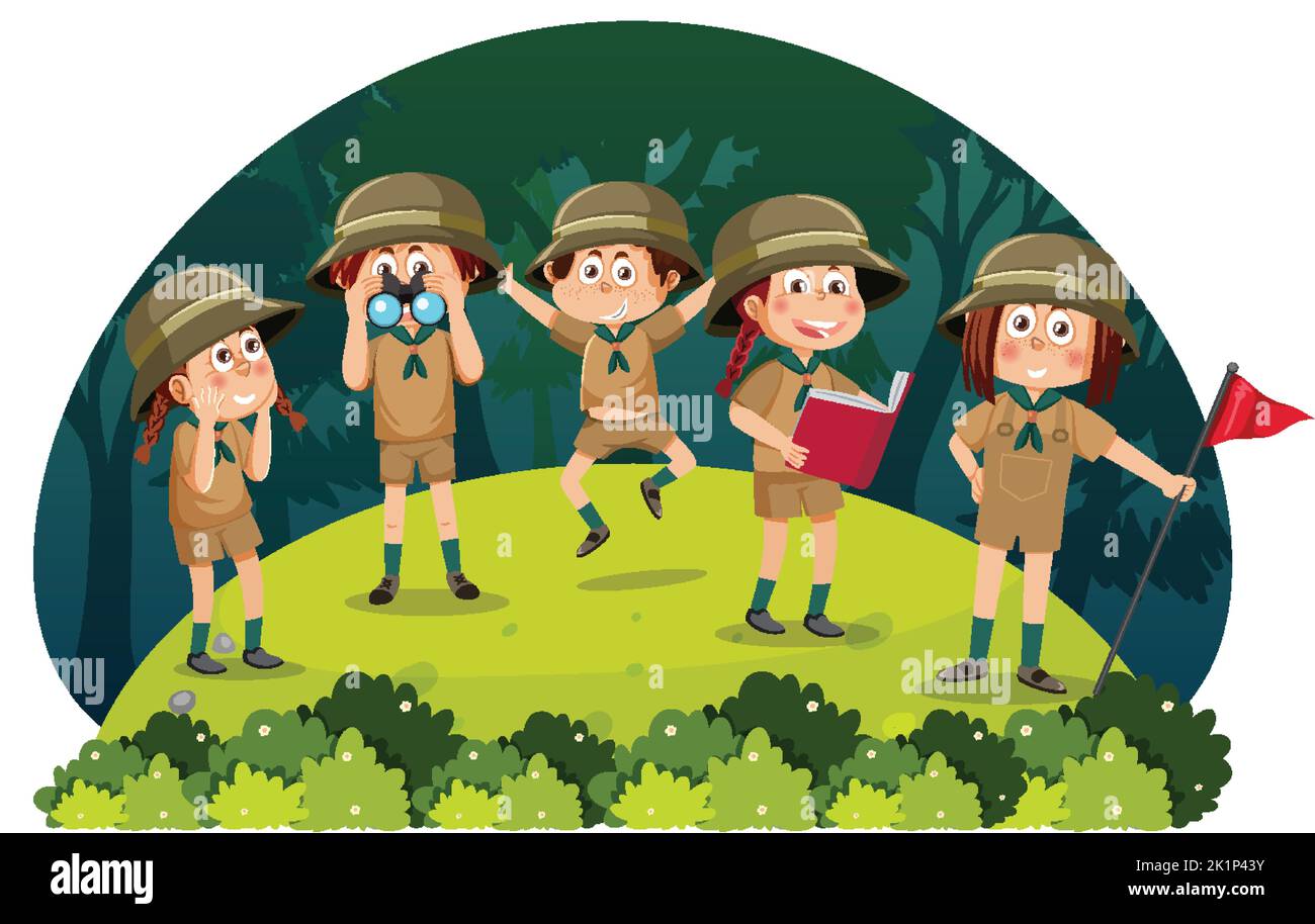 Children camping out forest scene illustration Stock Vector Image & Art ...