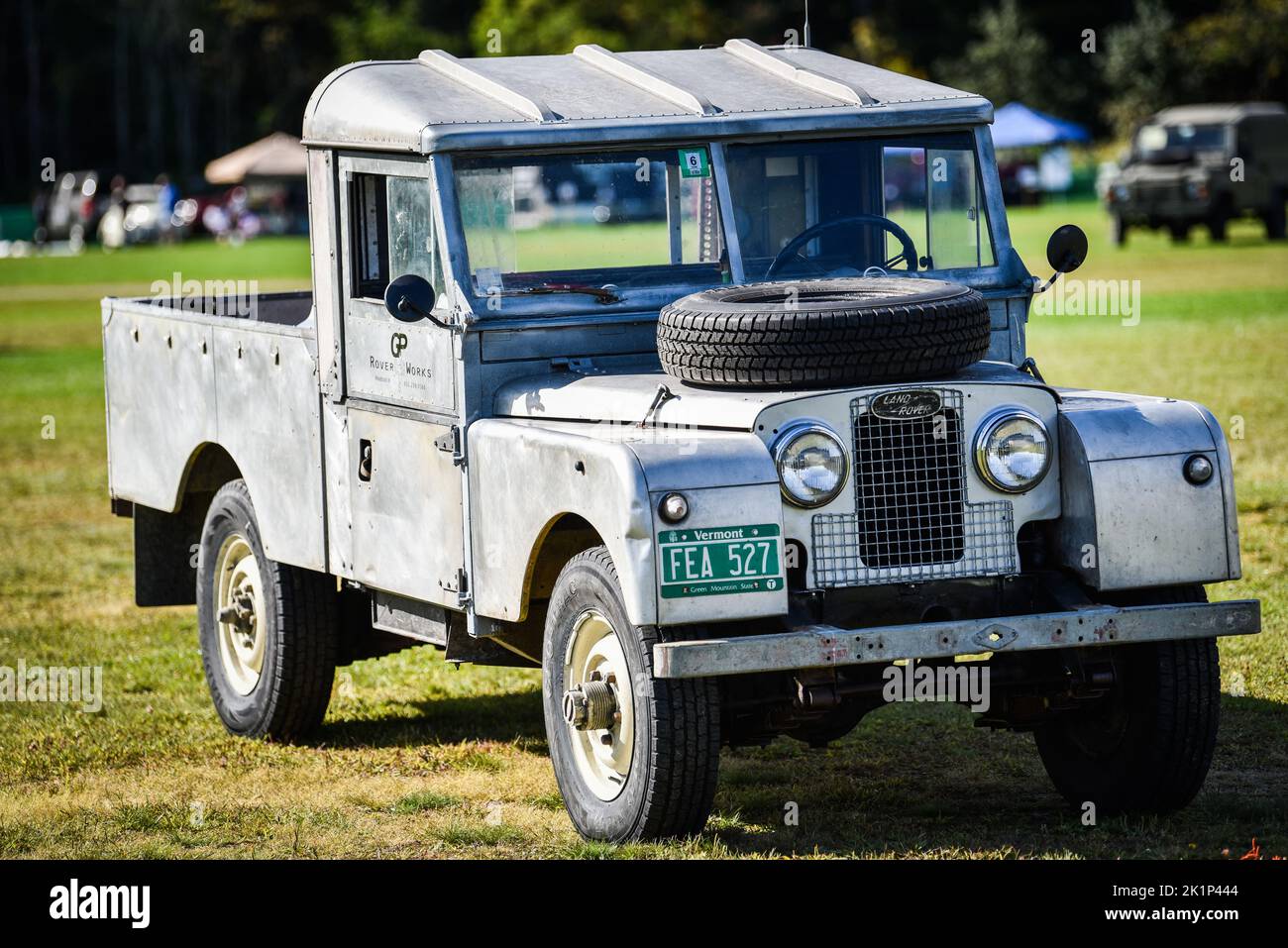 Classic Land Rover at the "British Invasion" sports car show in Stowe, Vermont, USA Stock Photo