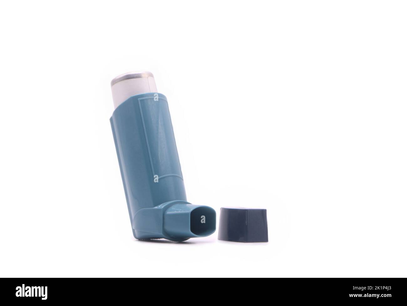 Asthma inhaler with cartridge for breathing disease treatment on white ...