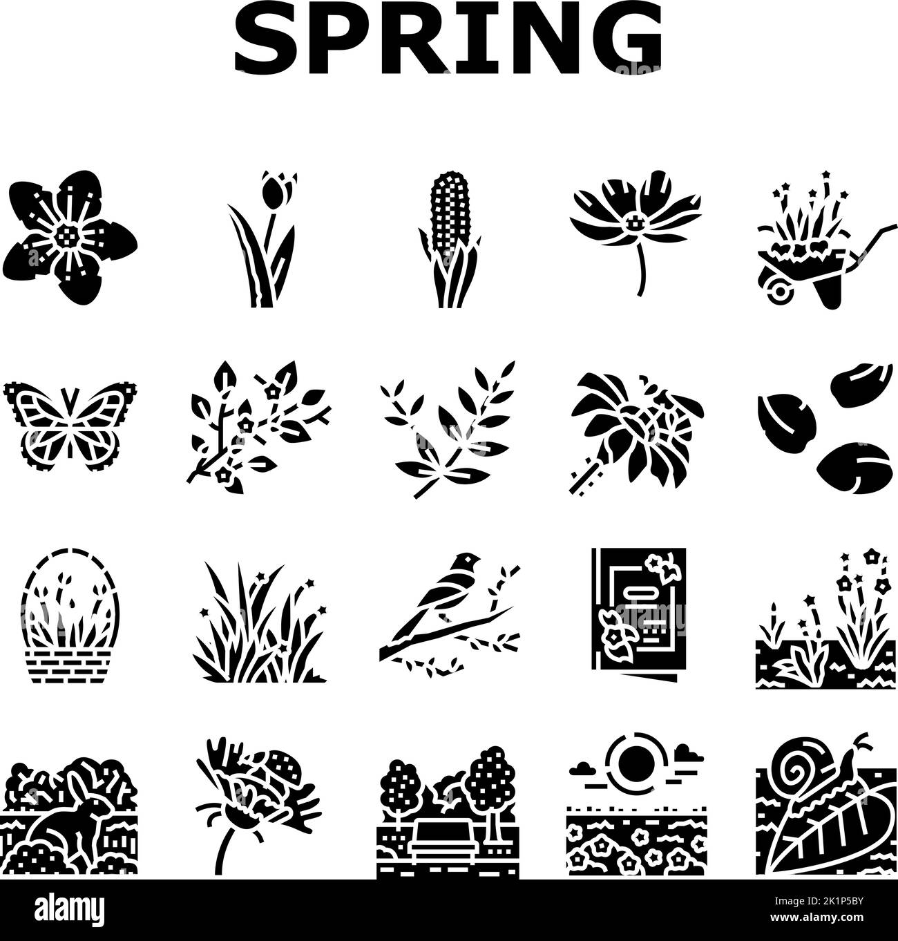 spring season flower nature icons set vector Stock Vector Image & Art ...