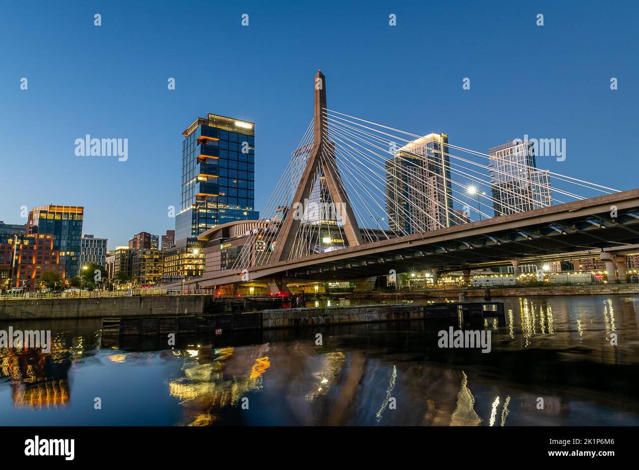 The Boston Skyline at Dawn Stock Photo