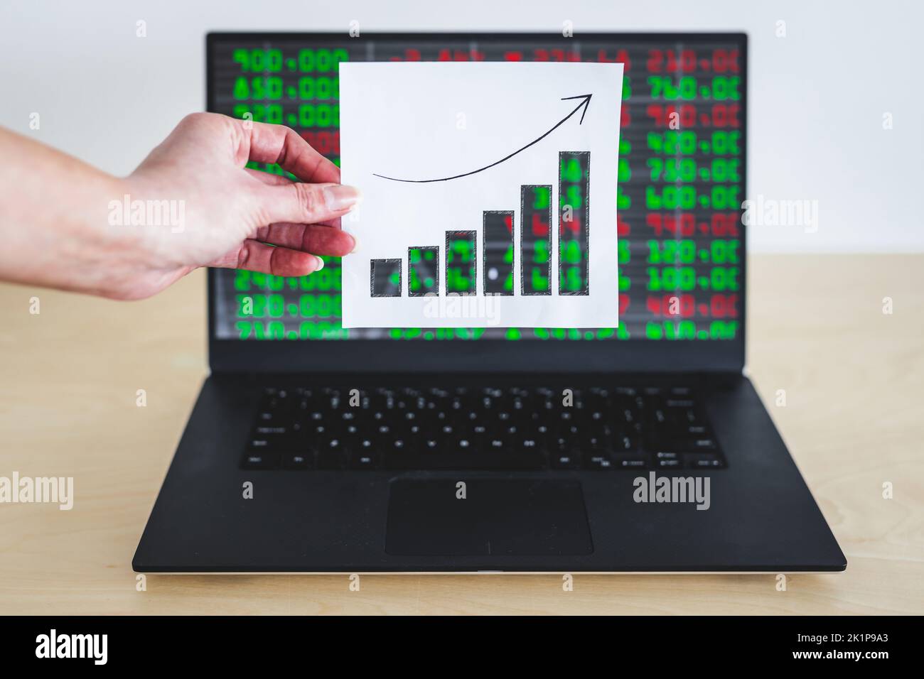 stock markets and financial investments concept, graph with positive ...