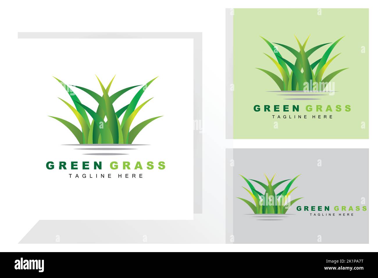 Green Grass Logo Design, Farm Landscape Illustration, Natural Scenery Vector Stock Vector
