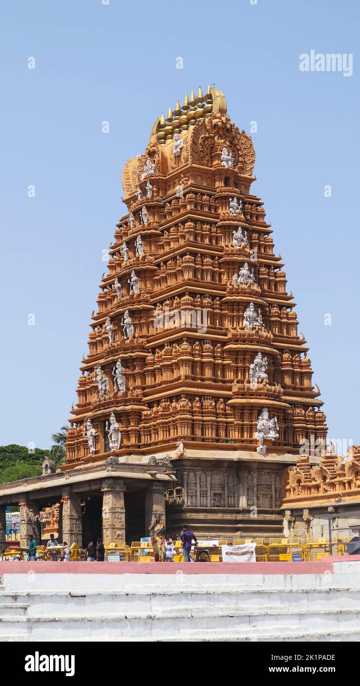 Golden Color Gopuram of Srikanteshwara Temple, Nanjangud, Mysore