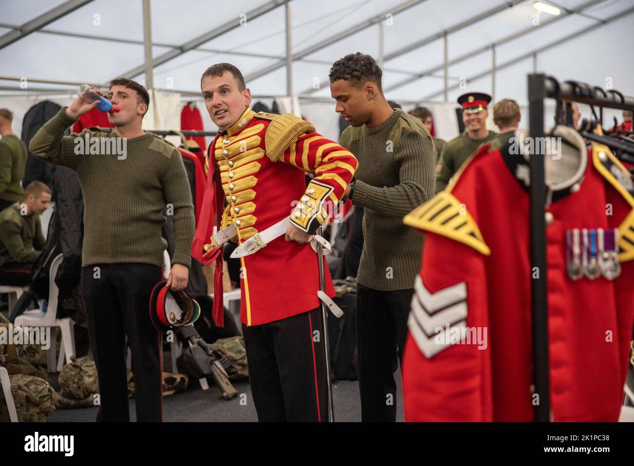 ARMED FORCES REHEARSAL FOR THE WINDSOR FUNERAL PROCESSION. Members of