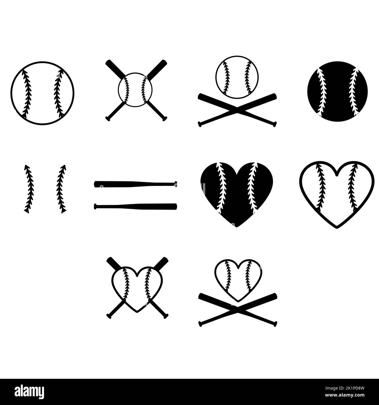 set of baseball icon on white background. baseball stitches sign. two