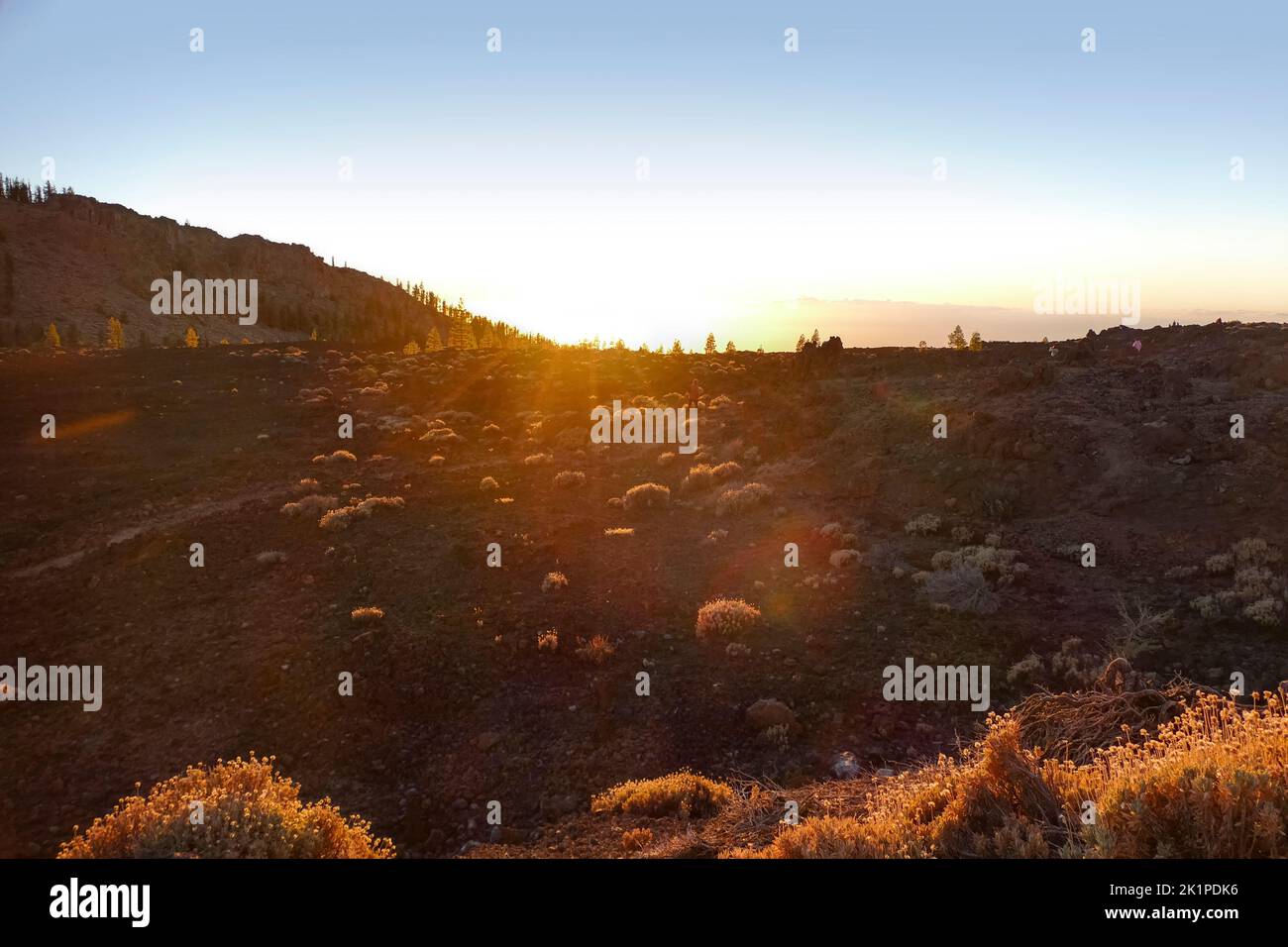 Sundown scenery around Mirador de las Narices del Teide at Tenerife in the Canary Islands in Spain Stock Photo