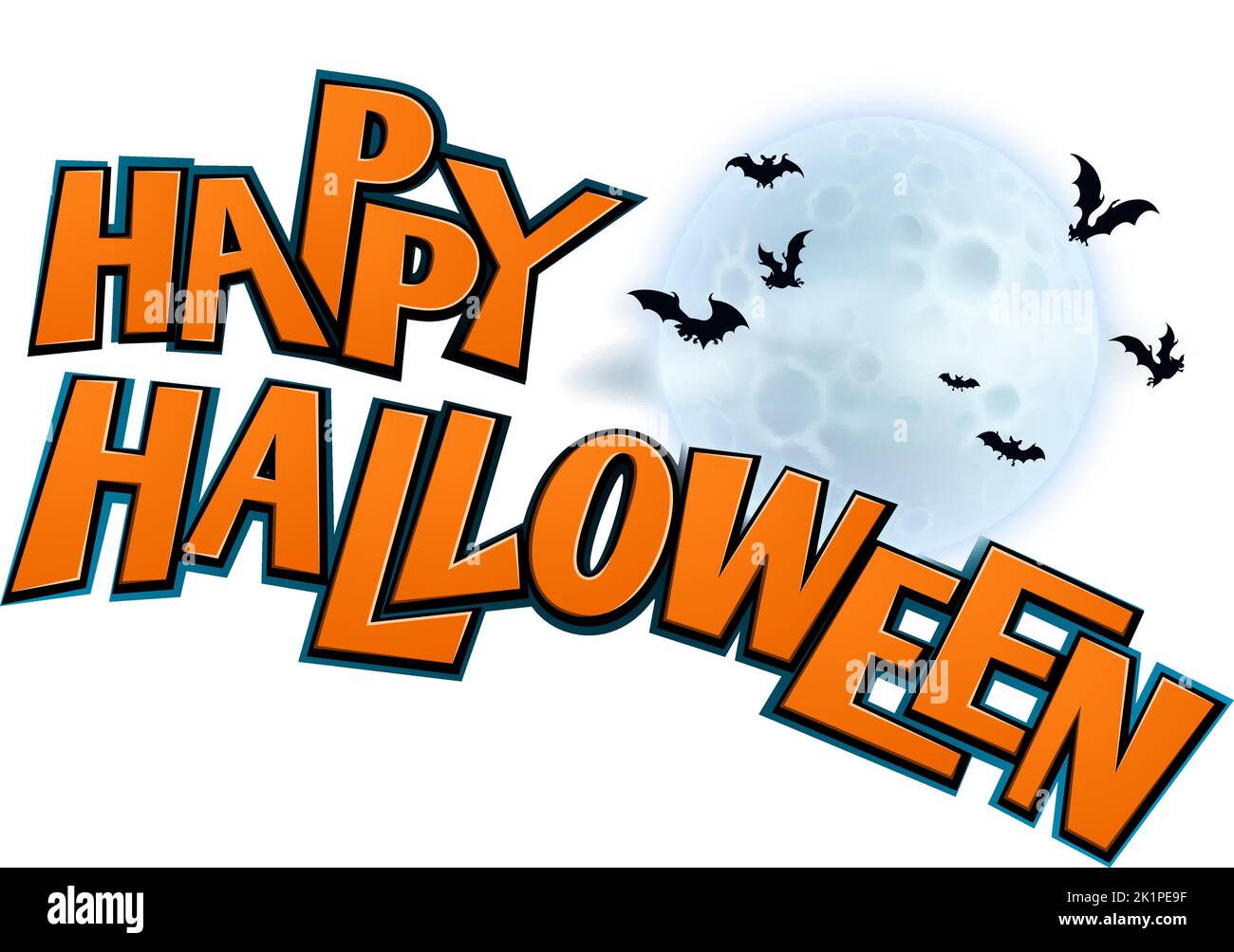 Halloween Background Bats And Moon Cartoon Sign Stock Vector