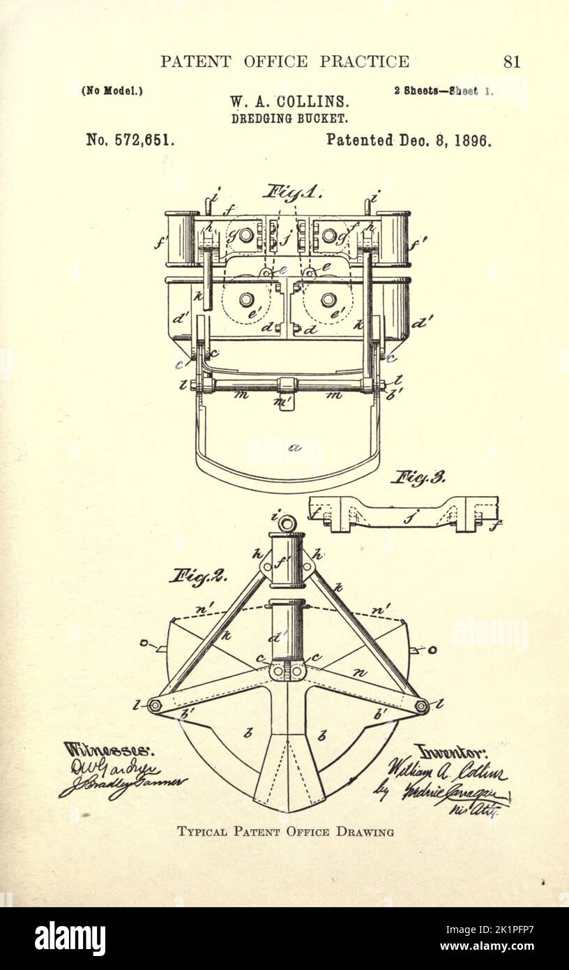 Patent Office Practice from the book ' Drafting room methods, standards and forms, a reference book for engineering offices and draftsmen ' by Collins, Charles Dickey, Publication date 1918 Publisher New York, D. Van Nostrand company Stock Photo