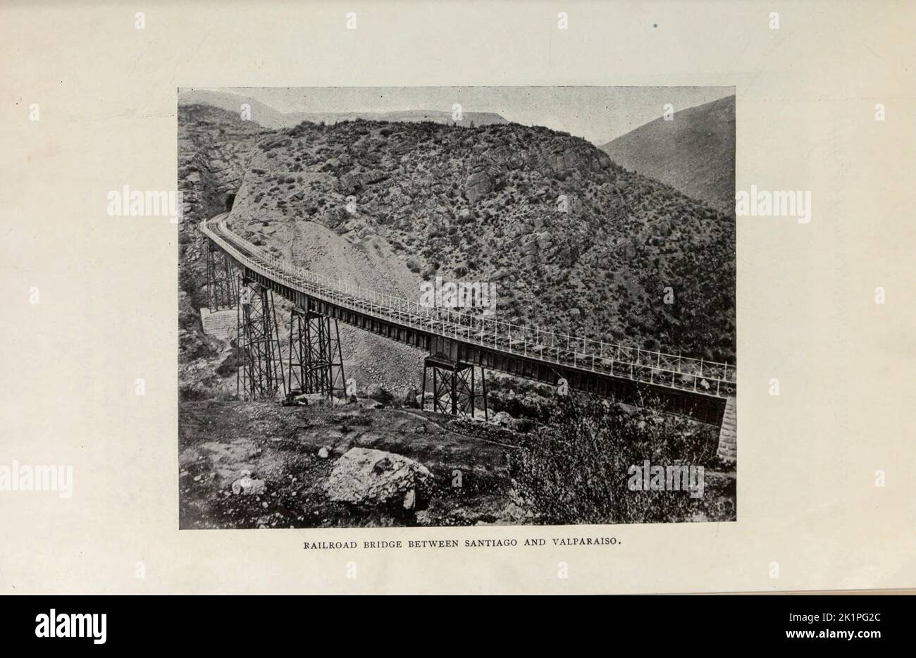Railway Bridge between Santiago and Valparaiso from the Article The Industrial Development of Chile by Courtenay De Kalb from The Engineering Magazine DEVOTED TO INDUSTRIAL PROGRESS Volume VIII April to September, 1895 NEW YORK The Engineering Magazine Co Stock Photo