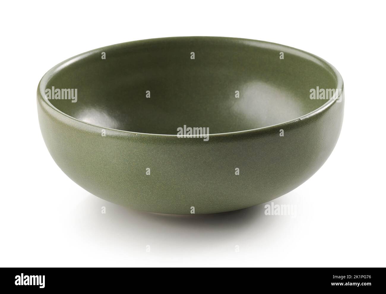 empty green ceramic bowl isolated on white background Stock Photo