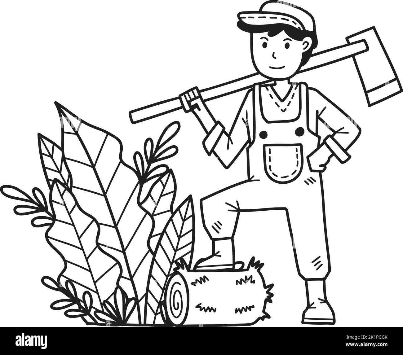 Man with a hoe Stock Vector Images - Alamy