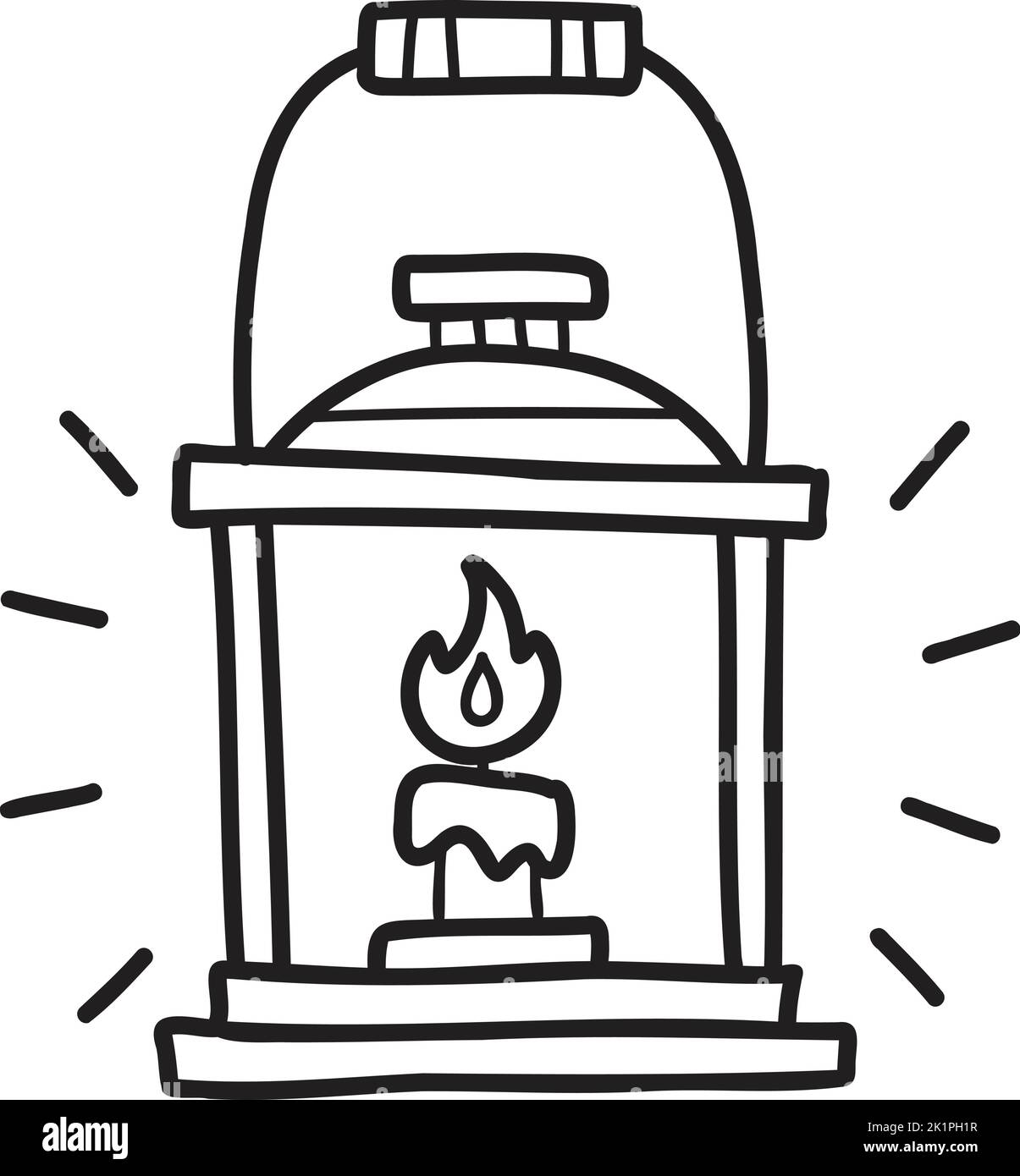 Hand Drawn vintage lantern illustration isolated on background Stock Vector