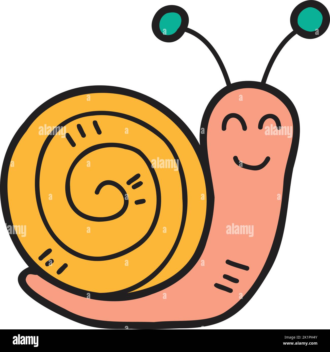 Hand Drawn cute snail illustration isolated on background Stock Vector ...