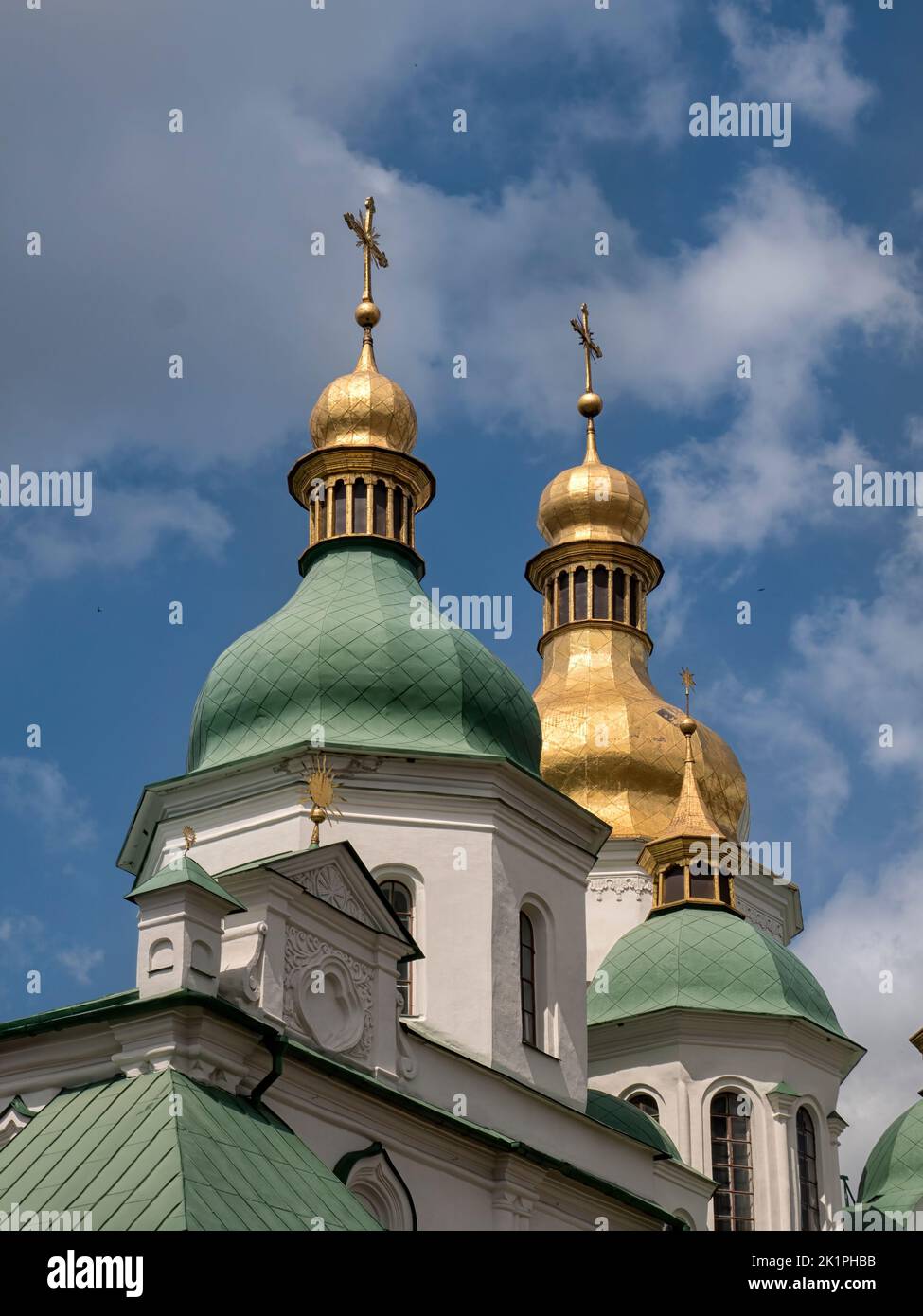 KYIV, UKRAINE -  JUNE 10, 2016:  Exterior view of domes of Saint Sophia Cathedral Stock Photo