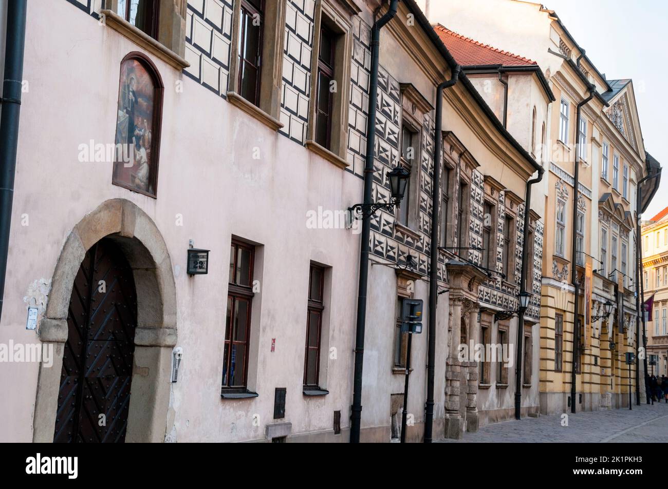 Painted fresco niche on Renaissance Kanonicza Street in Krakow, Poland ...
