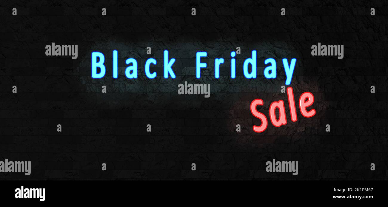black friday sale background black friday sale banner neon light lights black friday backgrounds and banners Stock Photo