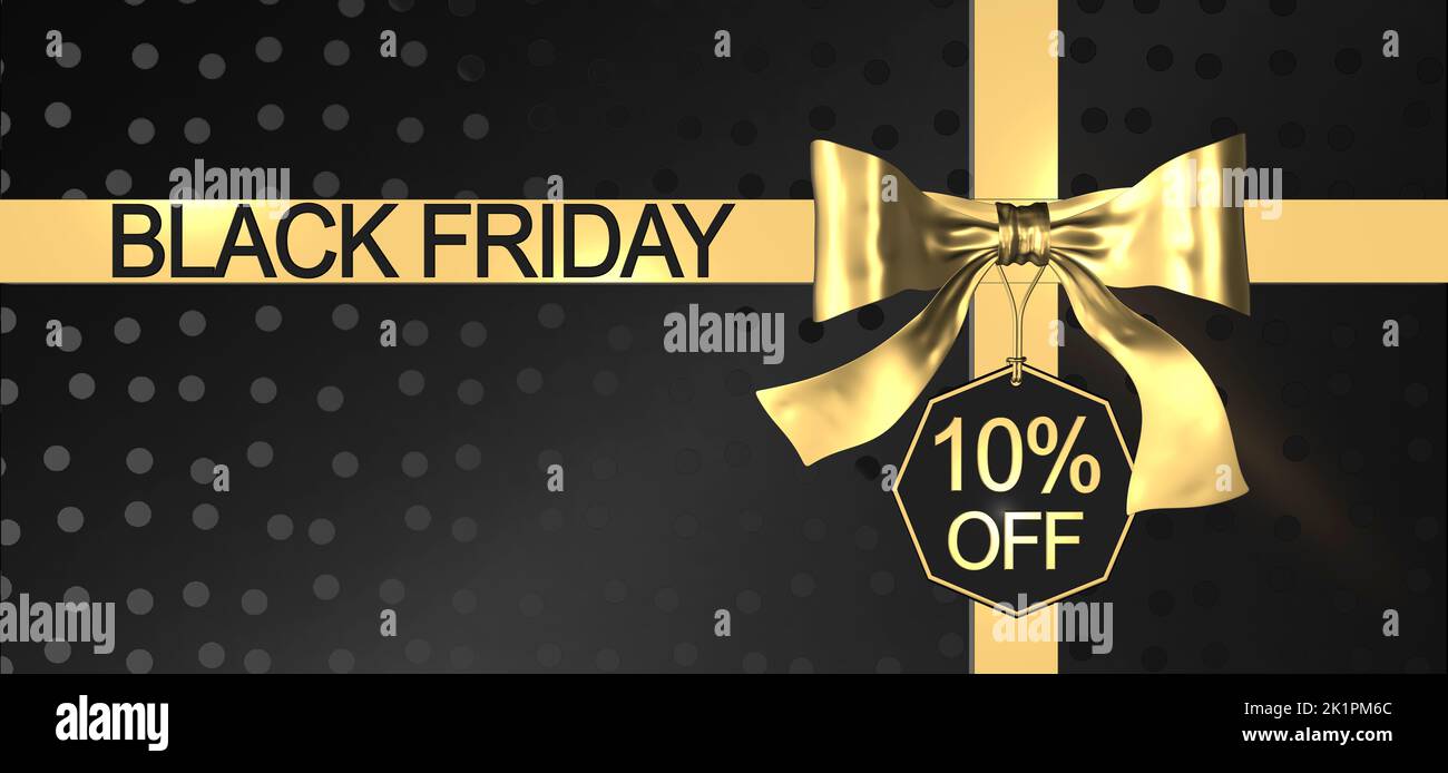 Black friday sale 10% off banner, black friday sales background with 10% discount black friday poster 10% off Stock Photo