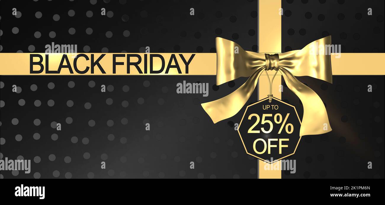 Black friday sale 25% off banner, black friday sales background with 25% discount black friday poster 25% off Stock Photo
