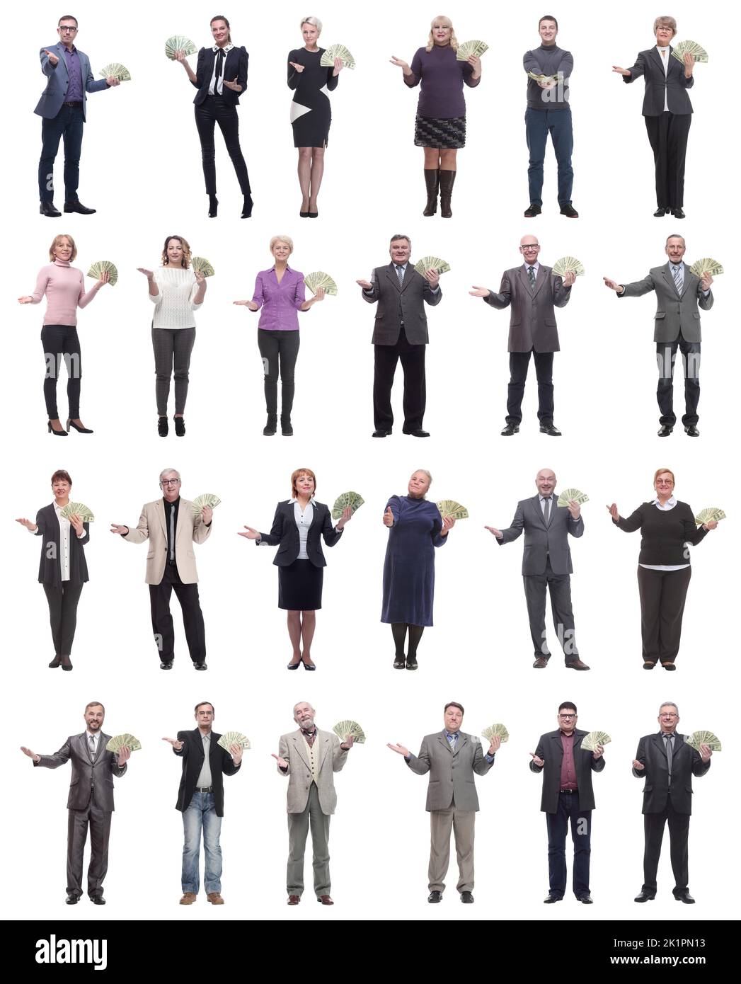group of successful business people with money isolated Stock Photo - Alamy