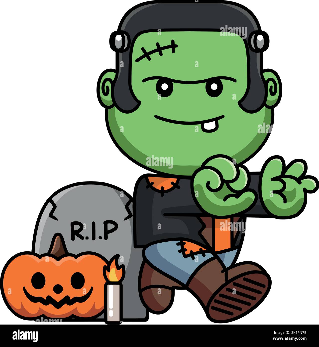 A Cute kawaii Frankenstein on white background Stock Vector Image & Art ...