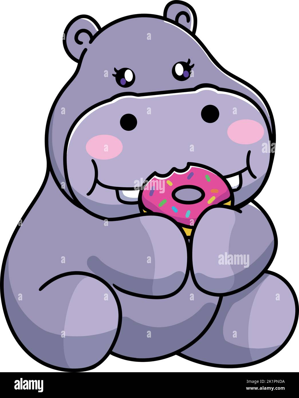 A Cute hippo eating donut Stock Vector Image & Art - Alamy