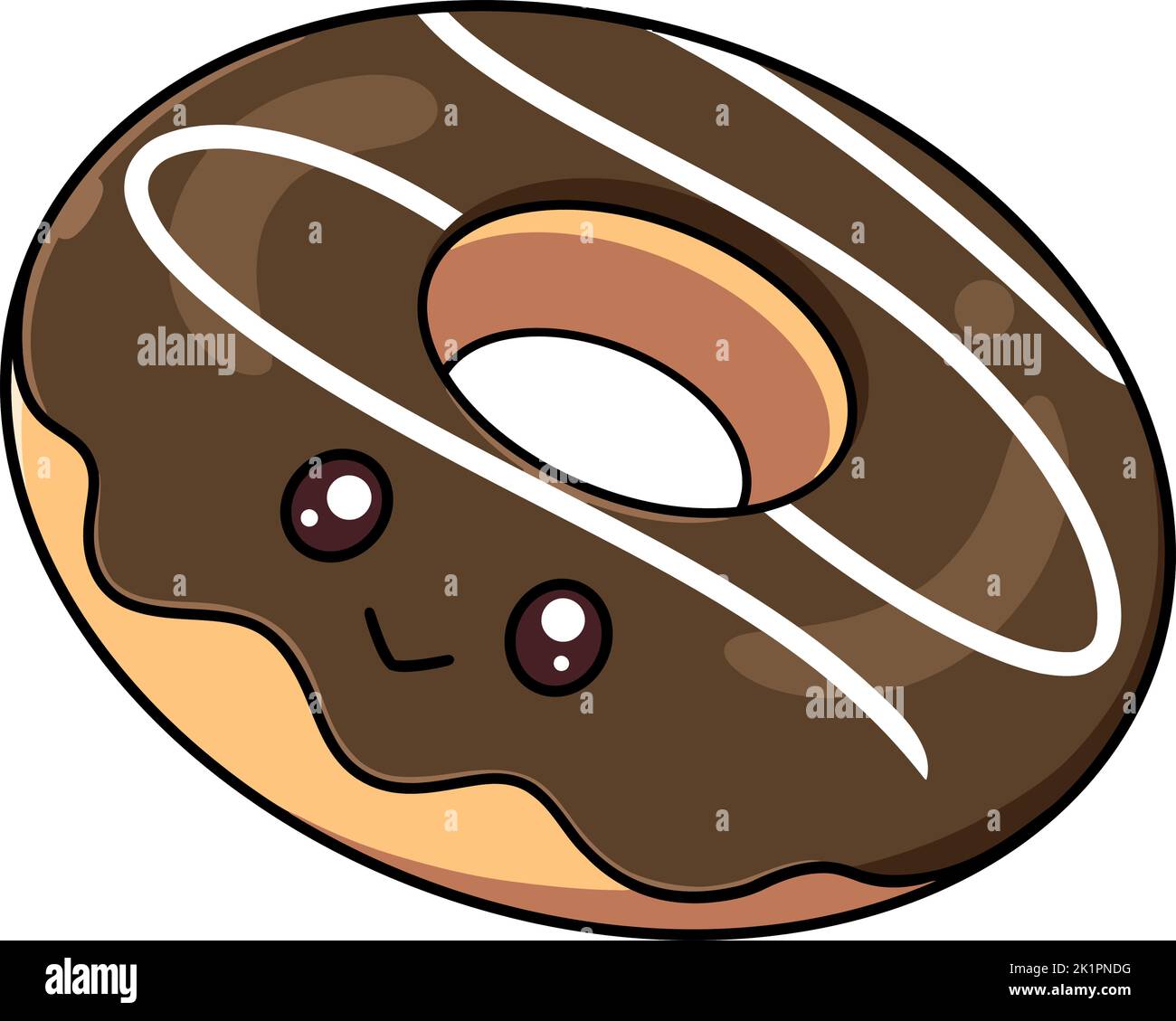 A cute chocolate donut kawaii sticker Stock Vector