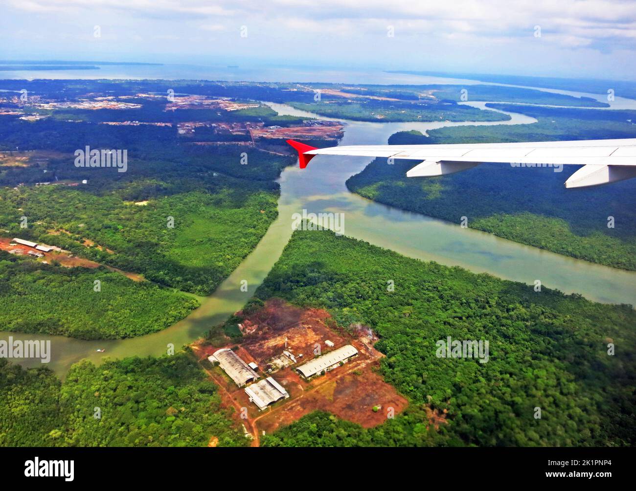 airplane landing at Manaus airport, Amazonas, Brazil Stock Photo